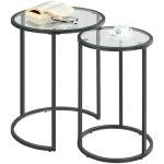 Yaheetech Black Round Nesting End Table Set