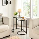 Yaheetech Black Round Nesting End Table Set