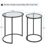 Yaheetech Black Round Nesting End Table Set