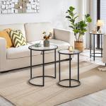 Yaheetech Black Round Nesting End Table Set