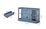 Modern Blue Sideboard with Glass Doors and Storage