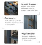 Modern Blue Sideboard with Glass Doors and Storage