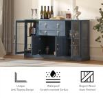 Modern Blue Sideboard with Glass Doors and Storage