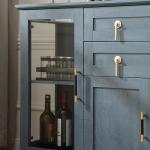 Modern Blue Sideboard with Glass Doors and Storage