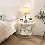 Modern Round Accent Side Table with Metal Frame