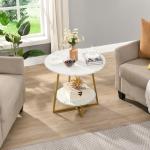 Modern Round Accent Side Table with Metal Frame