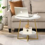 Modern Round Accent Side Table with Metal Frame