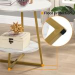 Modern Round Accent Side Table with Metal Frame