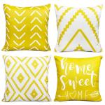 Set of 4 Yellow Geometric Throw Pillow Covers