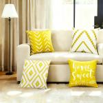 Set of 4 Yellow Geometric Throw Pillow Covers