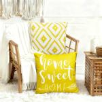 Set of 4 Yellow Geometric Throw Pillow Covers