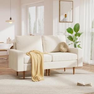 Beige Velvet 66'' Modern Loveseat Sofa