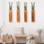Wood Wall Planters with Faux Eucalyptus - 4 Pack