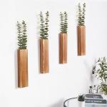 Wood Wall Planters with Faux Eucalyptus - 4 Pack