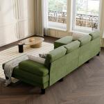 Green U-Shaped Corduroy Sectional Sofa for Small Spaces