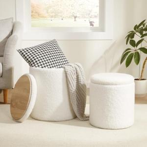 Set of 2 Royal Windsor Boucle Round Ottomans