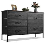 Charcoal Black 5-Drawer Wide Dresser with Organizers