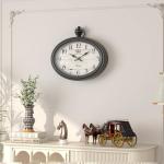 Retro Oval Black Wall Clock for Home Decor