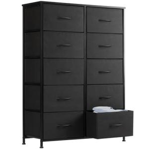 Tall 10-Drawer Dresser with Fabric Bins
