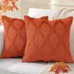 Rust Faux Fur Throw Pillow Covers - Set of 2