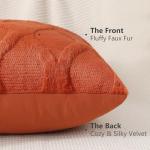 Rust Faux Fur Throw Pillow Covers - Set of 2