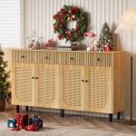 Boho Rattan Sideboard Buffet Cabinet with Storage
