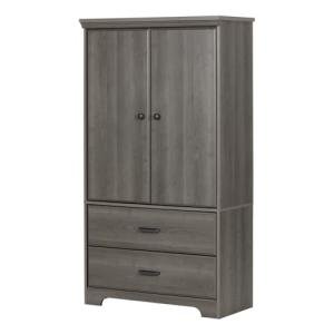 Gray Maple 2-Door Armoire with Drawers