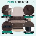 Naomi Home L-Shaped Sleeper Sofa with USB Ports