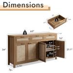 Boho Rattan Sideboard Buffet Cabinet with Storage