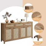 Boho Rattan Sideboard Buffet Cabinet with Storage