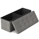 Folding Storage Ottoman Bench - Dark Grey