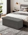 Folding Storage Ottoman Bench - Dark Grey