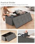 Folding Storage Ottoman Bench - Dark Grey