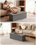 Folding Storage Ottoman Bench - Dark Grey