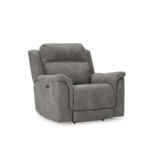 Gray Power Recliner with Adjustable Headrest