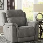 Gray Power Recliner with Adjustable Headrest