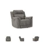 Gray Power Recliner with Adjustable Headrest
