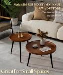 Mid Century Modern Round Walnut Coffee Table Set