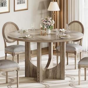 Rustic Round Dining Table for 4-6 People