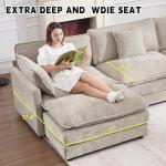 Comfy Deep Seat Sectional Sofa with Ottoman