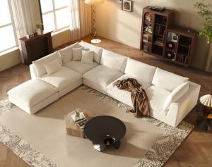 Oversized Cream Sectional Sofa with Removable Covers
