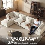 Oversized Cream Sectional Sofa with Removable Covers