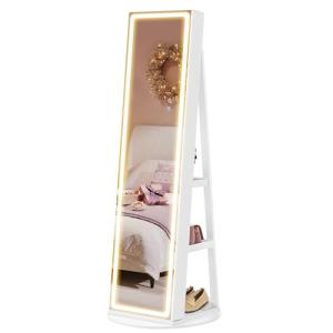 Standing LED Mirror Jewelry Cabinet with Storage