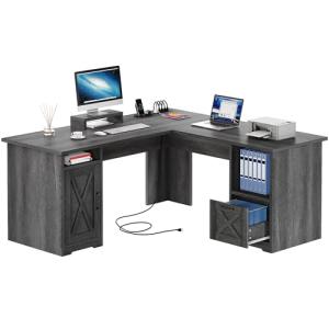 YITAHOME 60-Inch L-Shaped Corner Desk with Storage