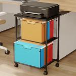 Rolling File Cabinet Cart with 2 Drawers, Black