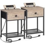 Set of 2 Slim Nightstands with Charging Station