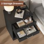 Black Nightstand Set with Charging Station & Drawers