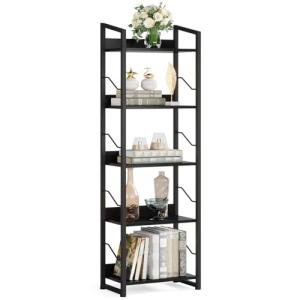 Tall 5-Tier Narrow Black Bookshelf for Any Room