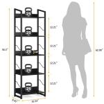 Tall 5-Tier Narrow Black Bookshelf for Any Room