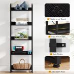 Tall 5-Tier Narrow Black Bookshelf for Any Room